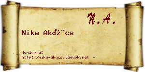 Nika Akács névjegykártya